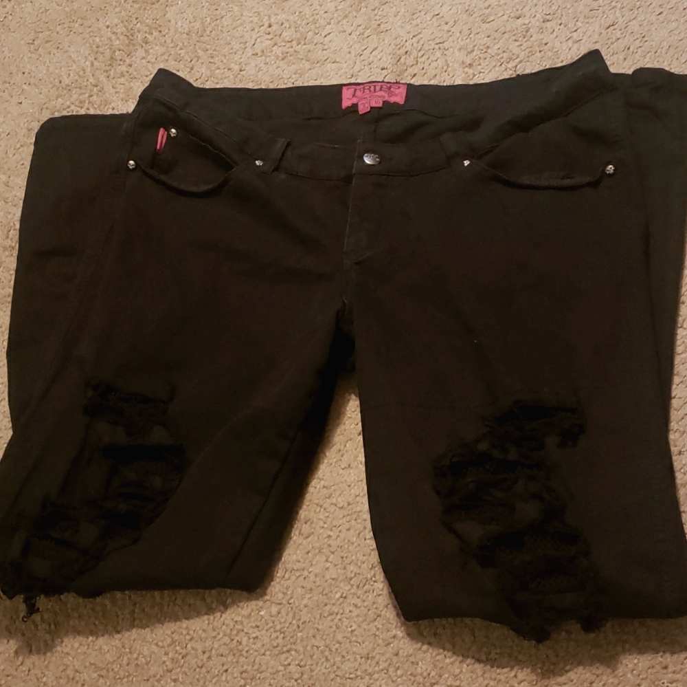 Mesh rips skinny jeans
